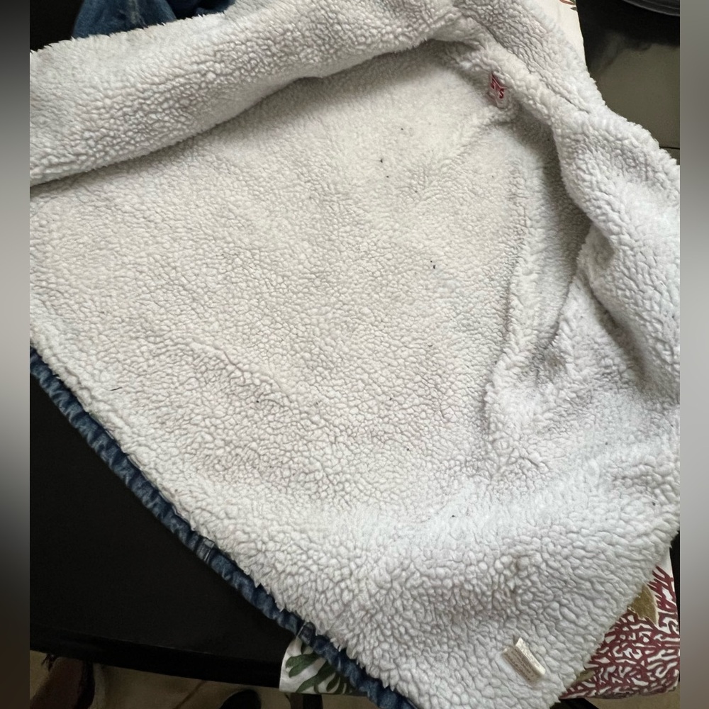 Levi’s MENS MEDIUM blue denim jacket wool/sherpa lining Made 🇺🇸 warm jean button - Picture 8 of 13